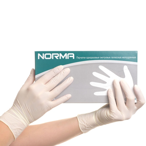 Перчатки латексные NORMA хлорированные