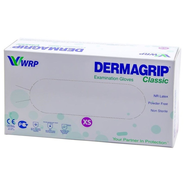 Перчатки смотровые DERMAGRIP XS латексные 50 пар