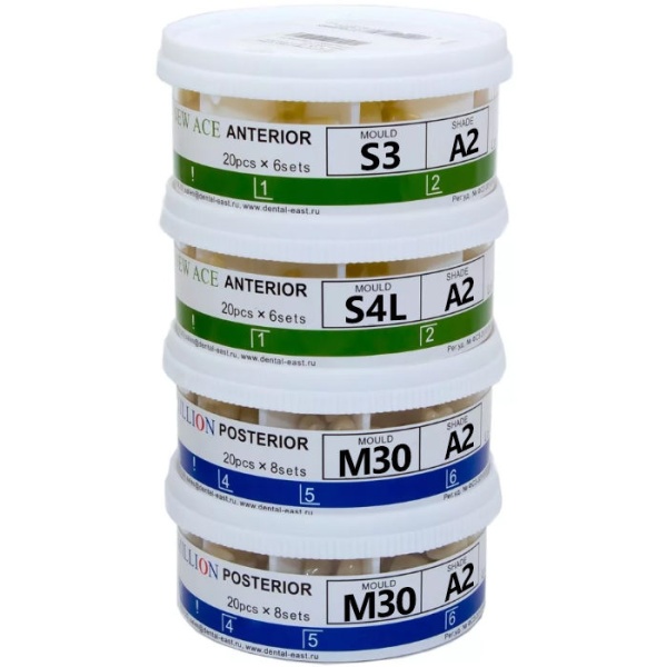 Зубы акриловые Yamahachi A2 (S3/S4L M30) гарнитуры 20х28шт