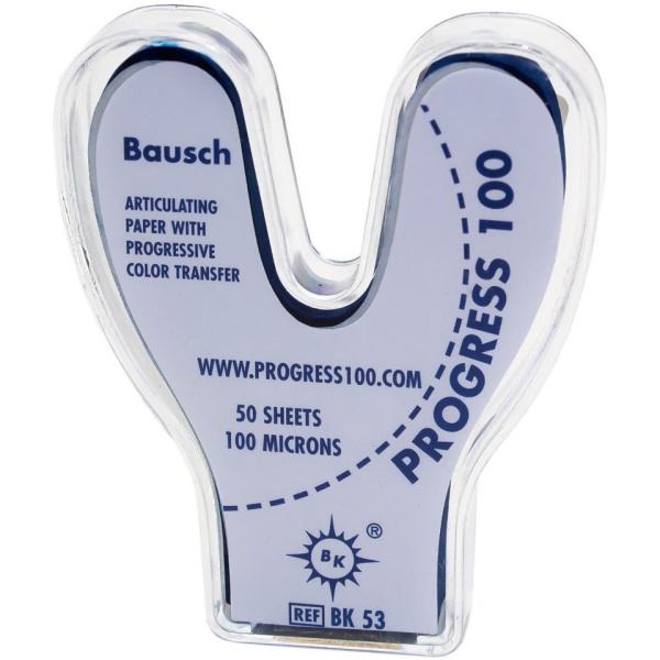 Артикуляционная бумага Bausch Progress BK 53 подкова синяя 100мкм 52х18мм 50 листов