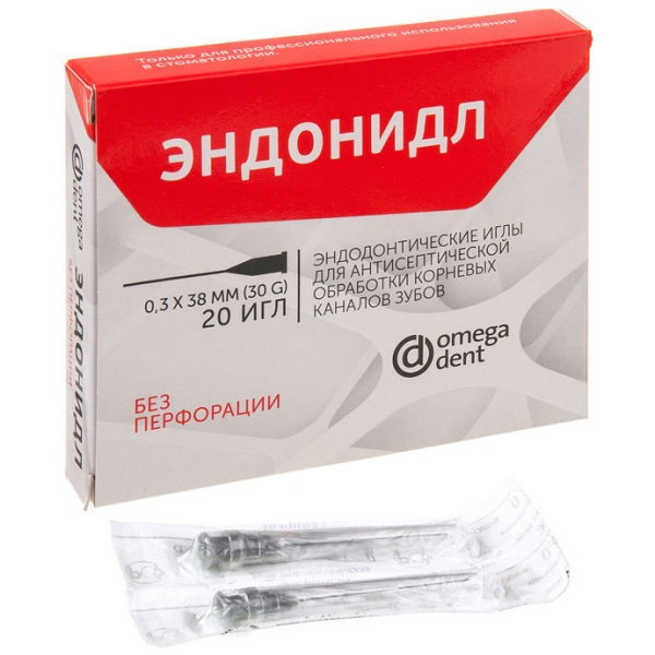 Иглы для промывания каналов Эндонидл без перфорации 0.3х38мм 20шт ОмегаДент