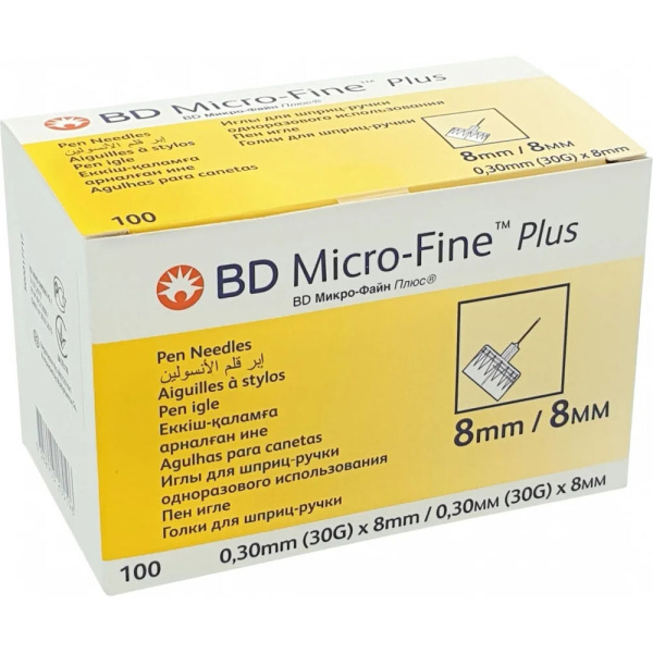 Иглы DB Micro-Fine Plus 30G 0.3х8мм 100шт
