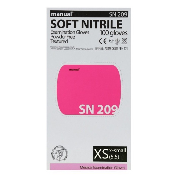 Перчатки смотровые MANUAL XS нитриловые розовые 50 пар