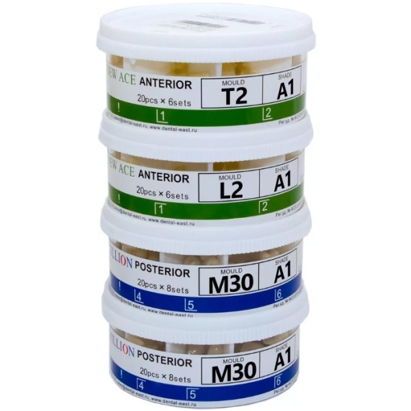 Зубы акриловые Yamahachi A1 (T2/L2 M30) гарнитуры 20х28шт