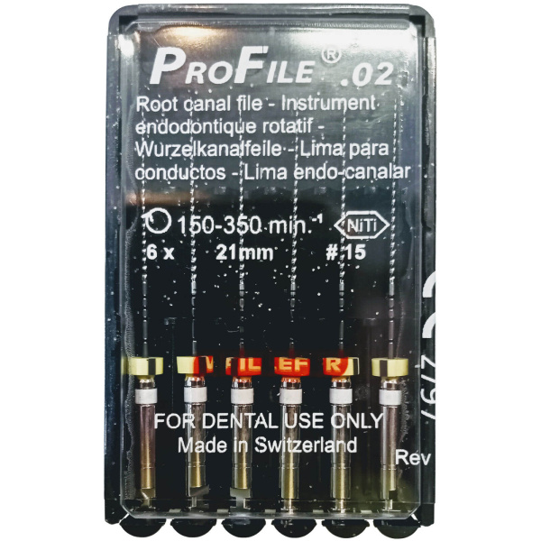 Каналорасширители угловые Dentsply ProFile .02 №15 21мм 6шт