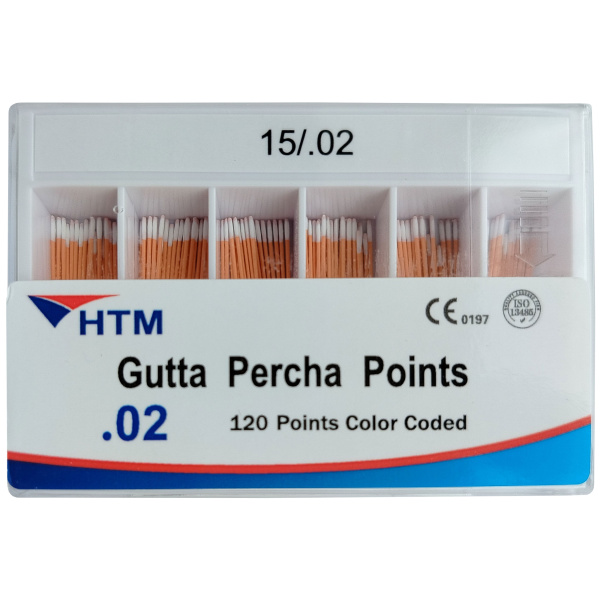 Штифты гуттаперчевые HTM Dent .02 №15 120шт