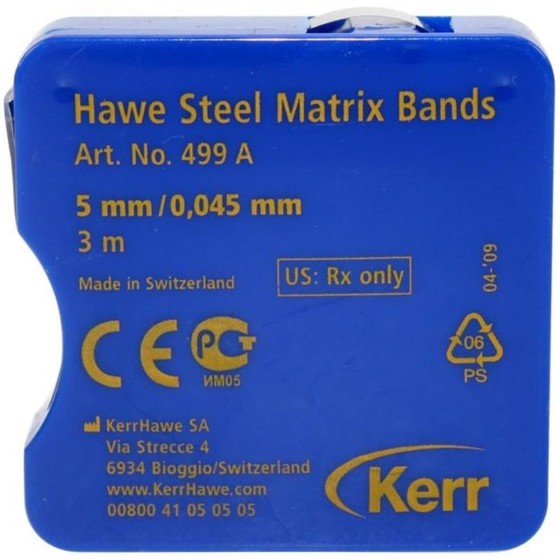 Матрицы ленточные Hawe Steel Matrix Band стальные 3м 5мм 0.045мм Kerr 499A