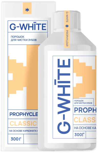 «Порошок для профессиональной гигиены полости G-WHITE PROPHYCLEAR CLASSIC, 65 микрон, бикарбонат натрия, 300гр.» - фото товара №1