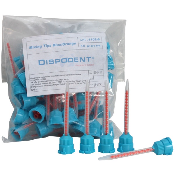 Насадки смесительные Dispodent 10:1 голубые 50шт для Luxatemp