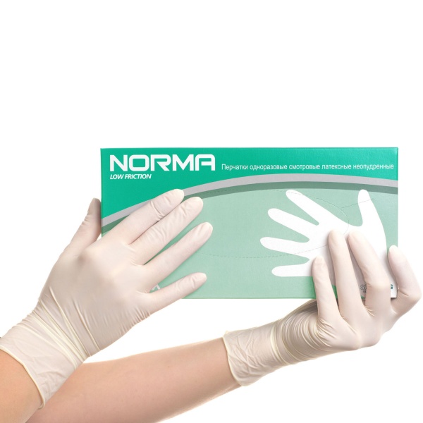 Перчатки латексные NORMA Low Friction двойного хлорирования