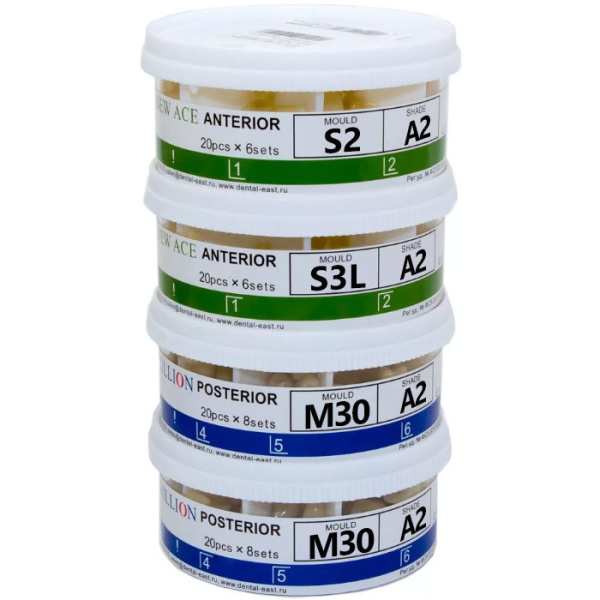 Зубы акриловые Yamahachi A1 (S2/S3L M30) гарнитуры 20х28шт