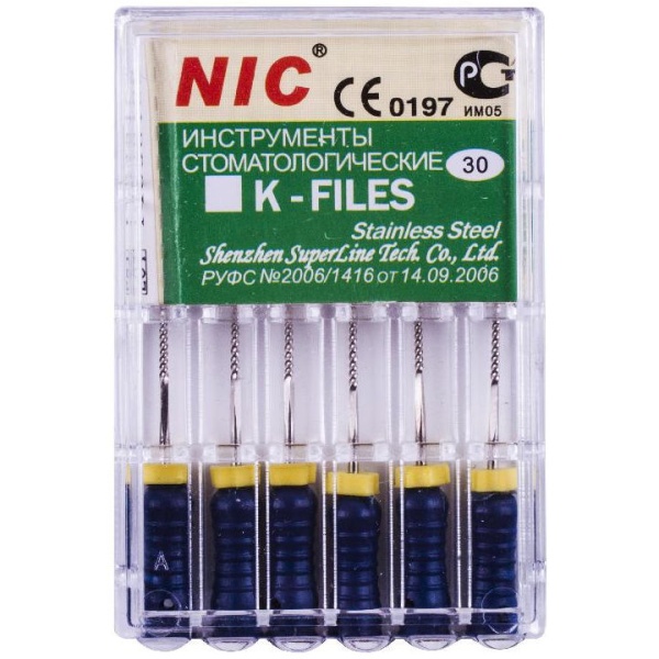 Каналорасширители ручные NIC K-Files №30 25мм 6шт