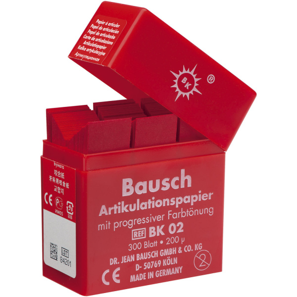 Артикуляционная бумага Bausch BK 02 красная 200мкм 52х18мм 300 листов