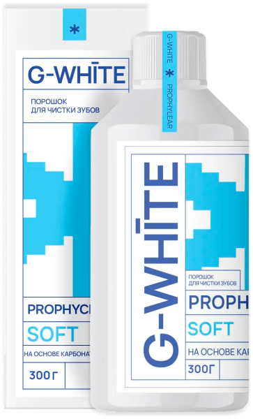 «Порошок для профессиональной гигиены полости рта G-WHITE prophyclear soft, 65 микрон, кальций карбонат, 300 г» - фото товара №1