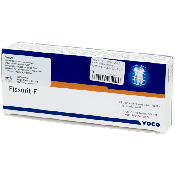 Фиссурит Ф (Fissurit F) герметик световой с фторидом белый 2х2г VOCO 1292