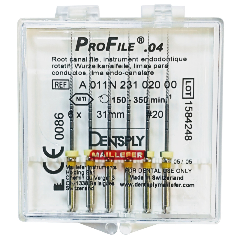 Каналорасширители угловые Dentsply ProFile .04 №20 31мм 6шт