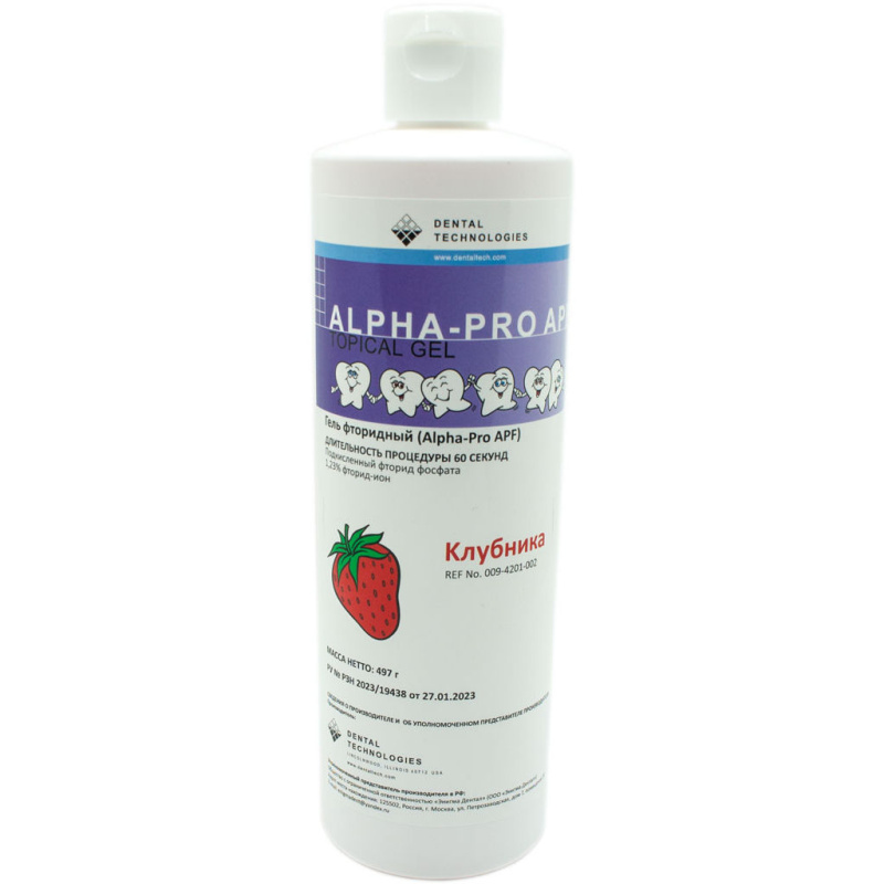 АПФ Гель (Alpha-Pro APF) фторирующий клубника 497г Dental Technologies