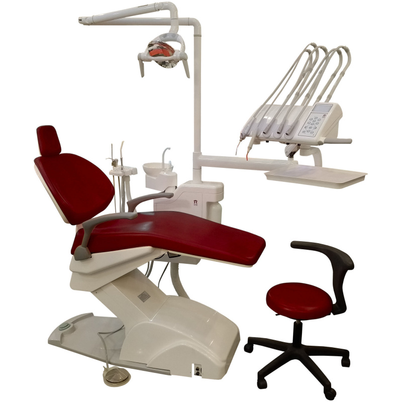 Стоматологическая установка VICTOR вариант 8015 верхняя подача цвет темно-красный