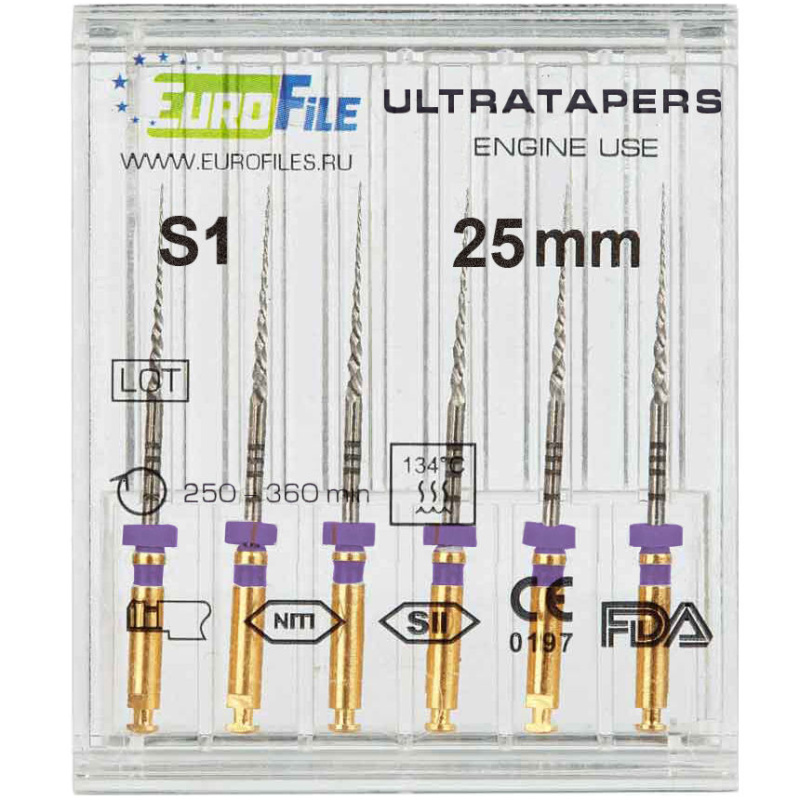 Каналорасширители угловые EuroFile Ultratapers Engine S1 25мм 6шт