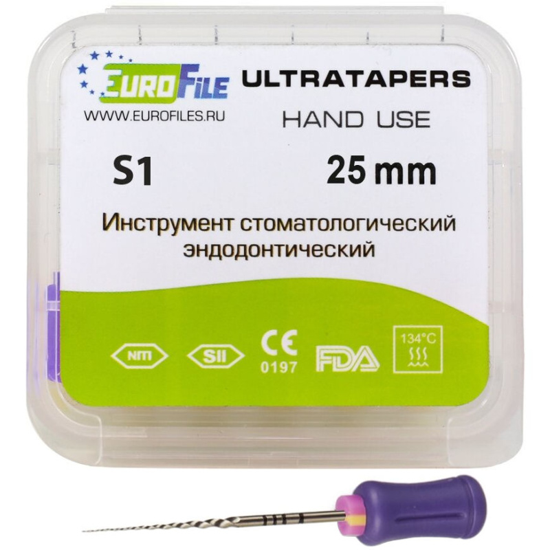 Каналорасширители ручные EuroFile Ultratapers Hand S1 25мм 6шт