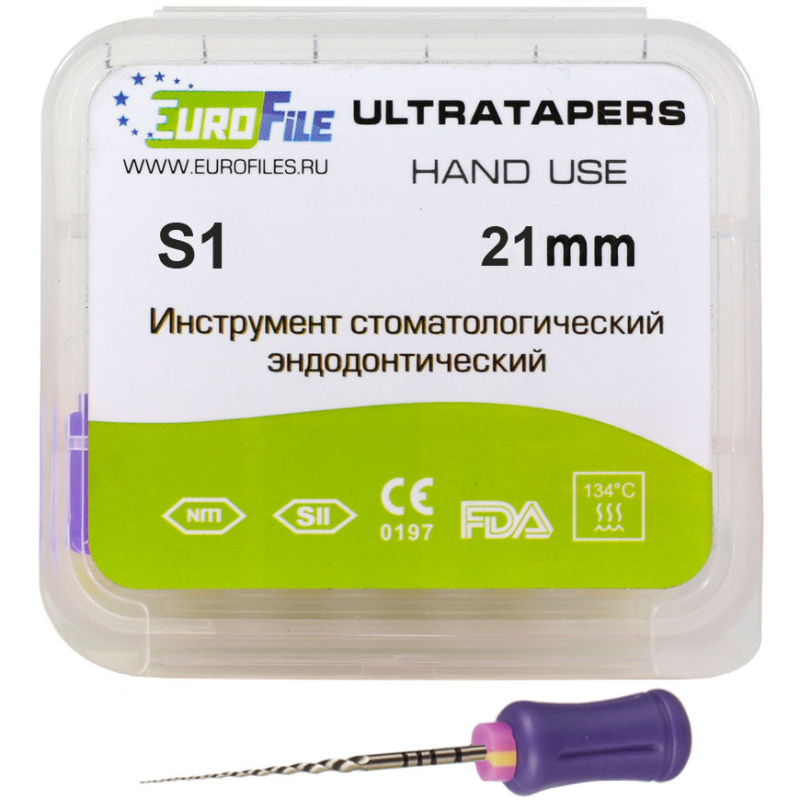 Каналорасширители ручные EuroFile Ultratapers Hand S1 21мм 6шт