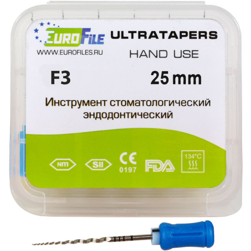 Каналорасширители ручные EuroFile Ultratapers Hand F3 25мм 6шт