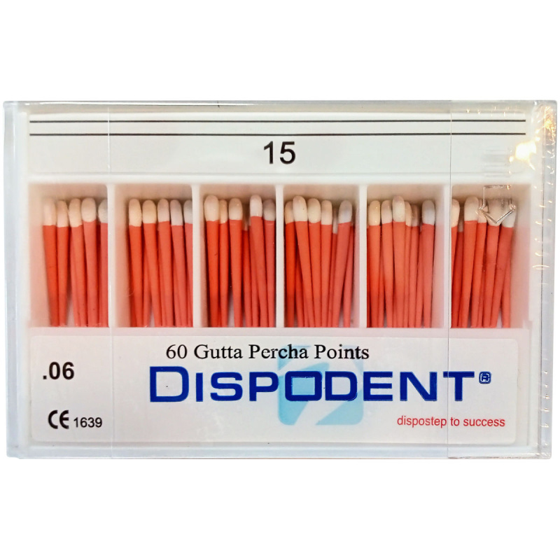 Штифты гуттаперчевые Dispodent .06 №15 60шт