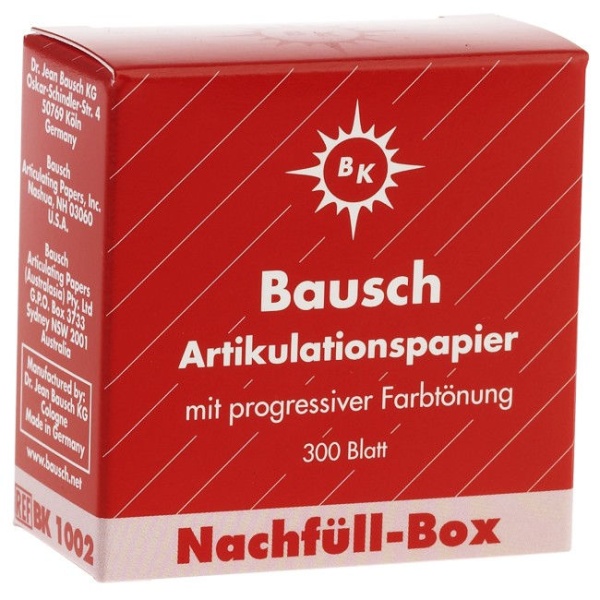 Артикуляционная бумага Bausch BK 1002 красная 200мкм 52х18мм 300 листов
