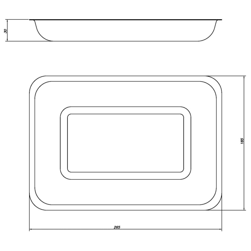 Лоток медицинский ЛМПрК-260 прямоугольный 260х180х30мм с крышкой Медикон