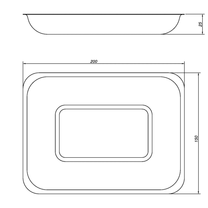 Лоток медицинский ЛМПрК-200 прямоугольный 200х150х25мм с крышкой Медикон