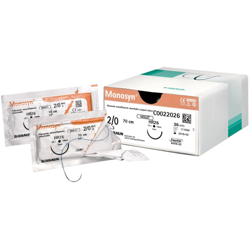 Шовный материал Моносин (Monosyn) фиолетовый нить рассасывающаяся 70см упаковка 36шт B. Braun