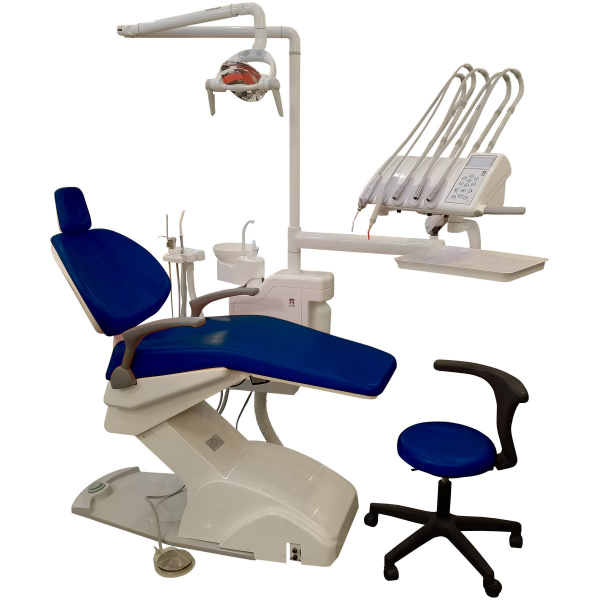 Стоматологическая установка VICTOR вариант 8015 верхняя подача с мягкой обивкой цвет темно-синий