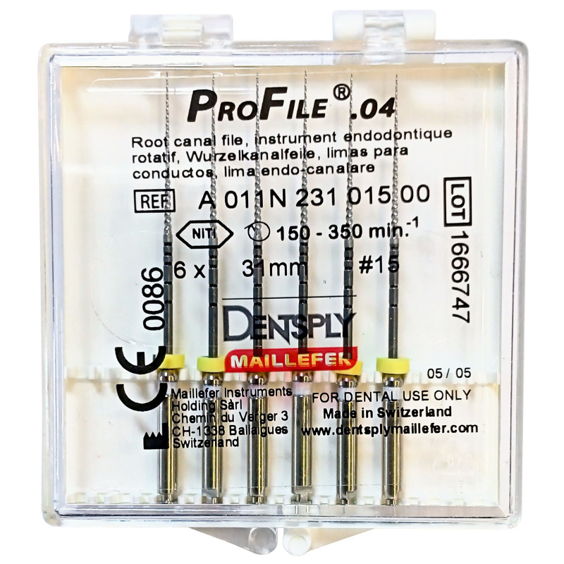 Каналорасширители угловые Dentsply ProFile .04 №15 31мм 6шт