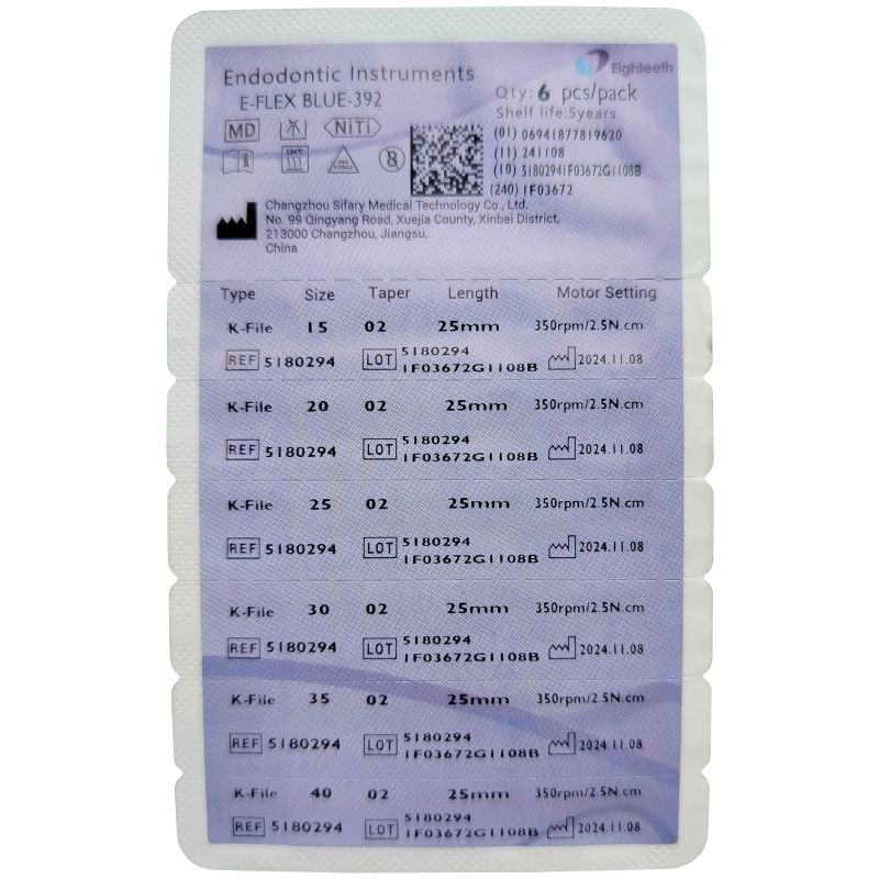 Каналорасширители угловые Eighteeth E-Flex Blue Packs 040 .02 №15-40 25мм 6шт (6028690/6028640)