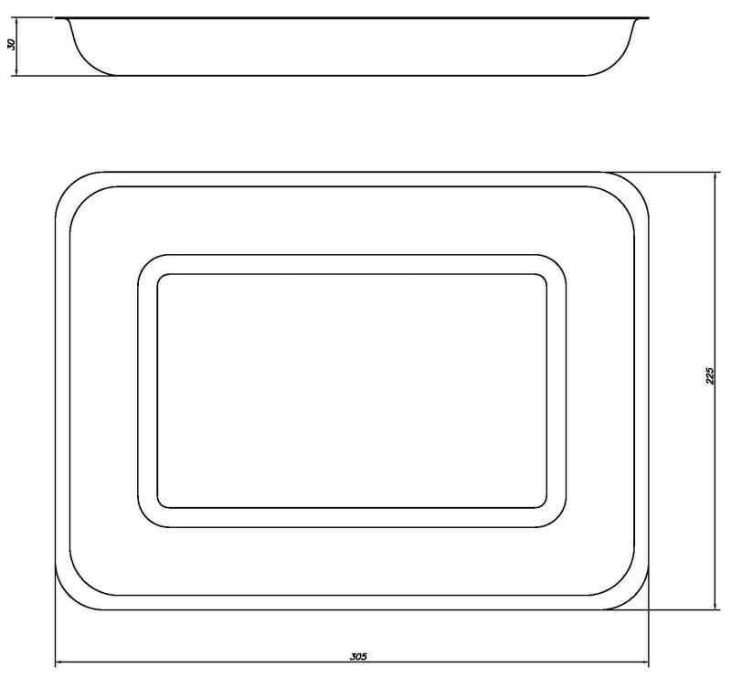 Лоток медицинский ЛМПр-300 прямоугольный 300х220х30мм Медикон