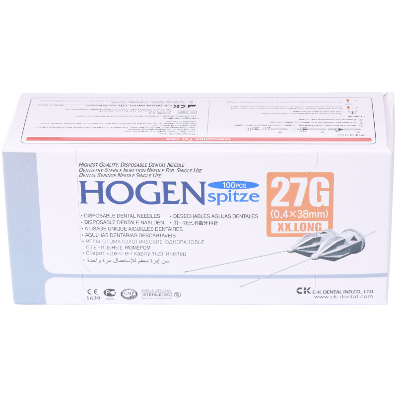 Иглы карпульные Hogen Spitze 27G 0.4x38мм 100шт C-K Dental