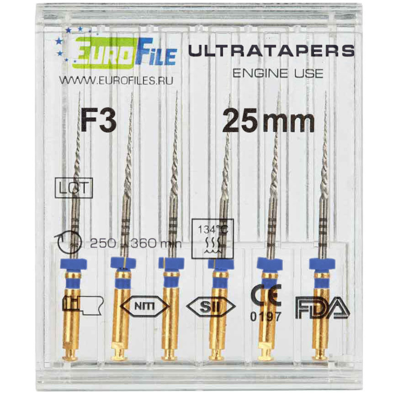 Каналорасширители угловые EuroFile Ultratapers Engine F3 25мм 6шт