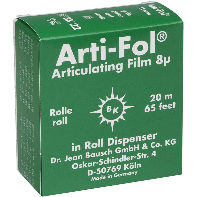 Артикуляционная фольга Bausch Arti-Fol BK 22 зеленая односторонняя 8мкм 22мм х 20м