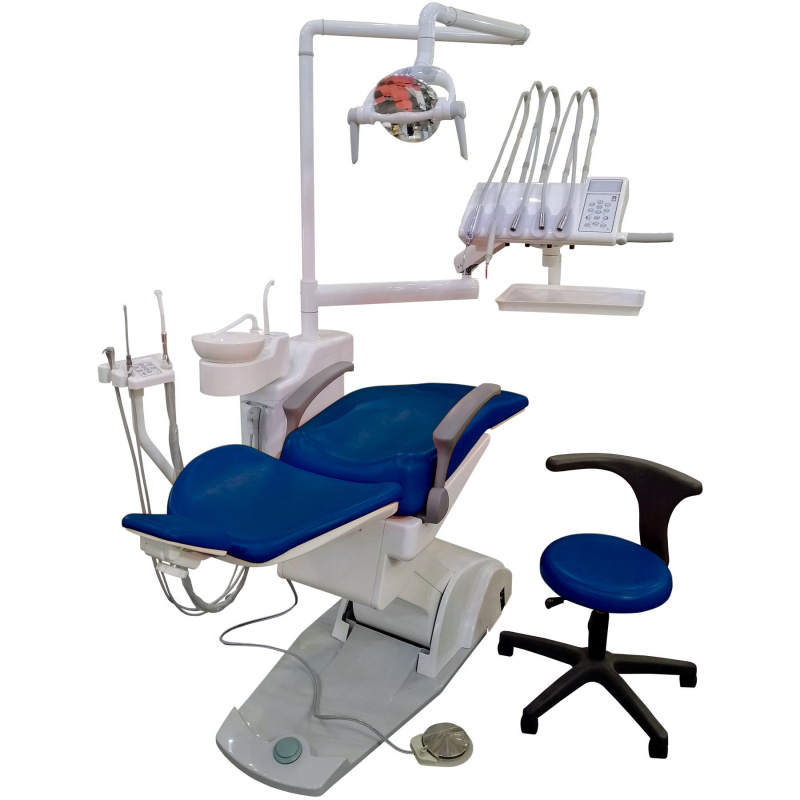 Стоматологическая установка VICTOR вариант 8015 верхняя подача с мягкой обивкой цвет темно-синий
