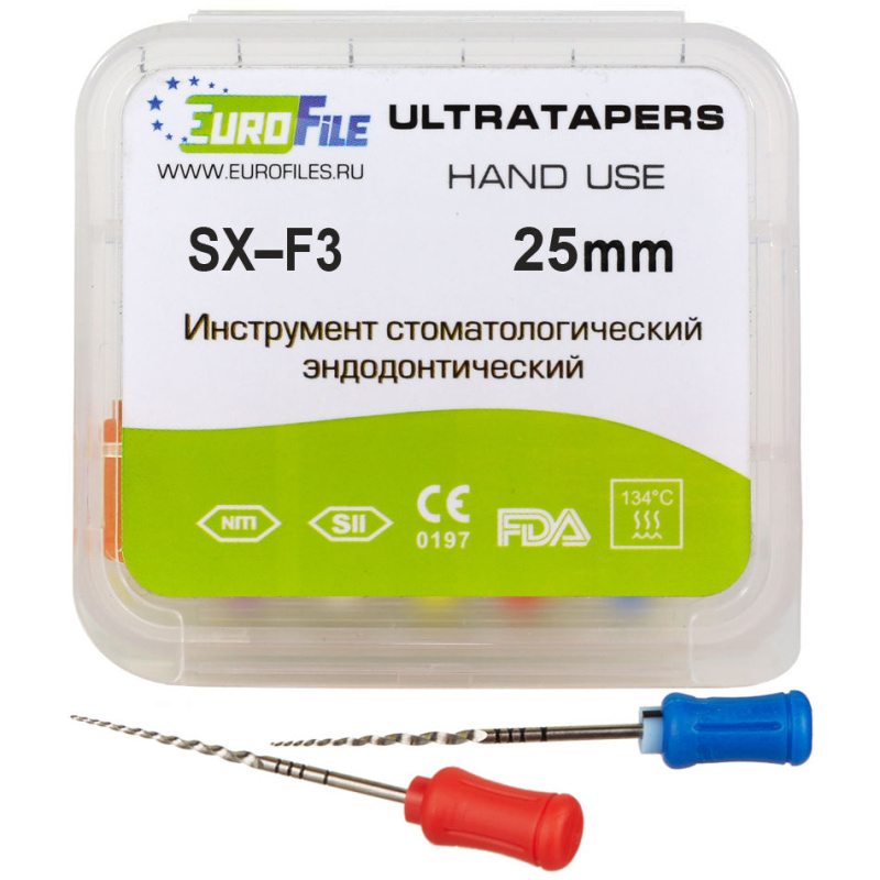 Каналорасширители ручные EuroFile Ultratapers Hand SX-F3 25мм 6шт